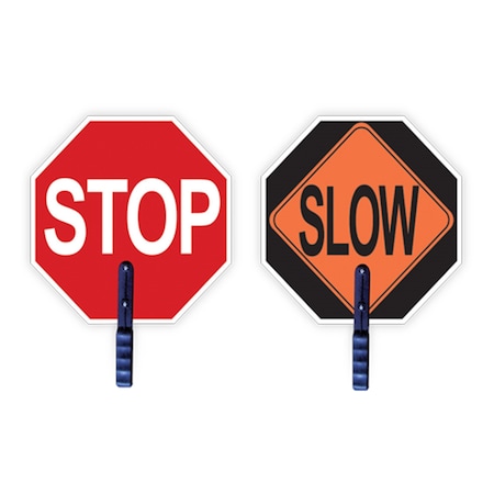 2W International Traffic Sign, 18 in W, 18 in H, High impact PS material with 5" plastic handle Non reflective 1855